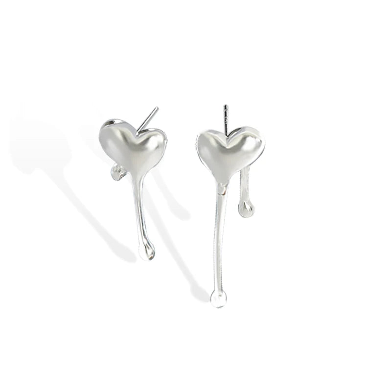 Asymmetric Fashion Heart Irregular Water Drop Long Tassel Earrings Irregular Water Flow Dripping Bleeding Heart