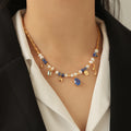 Latest Design Gold Plated Luxury Style Natural Stone Chain INS Trendy Elegant Zircon Pearl Star Necklace for Women Jewelry