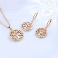 America Style on Tree of Life  18K Gold Plated Cubic Zirconia Necklace and Matching Earring Jewelry Sets Mother Family Gift