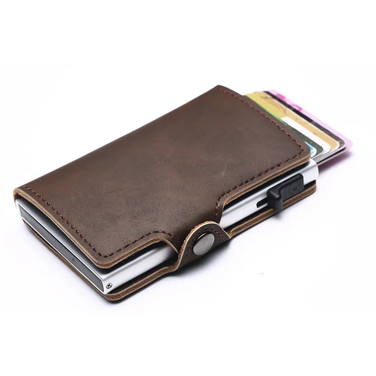 Custom Logo Minimalist Slim Vintage PU Leather Smart Wallet Rfid Blocker Credit Card Holder