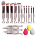 Premium Beginner Makeup Brush Set with Face Foundation Concealer & Eye Shadow Tools-Aluminum Ferrule Beauty Tool Kit