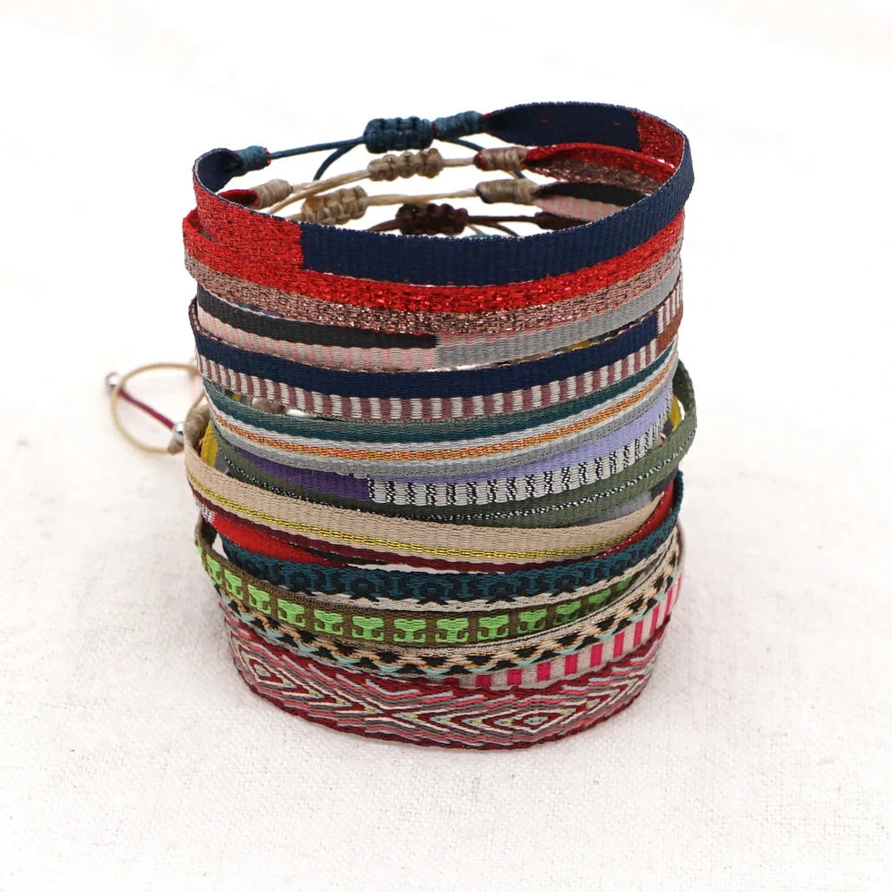 Go2boho 2022 Bohemian Cute Style Adjustable Geometry Webbing Armband Fashion Cuff Bracelet Men Women Handmade Muslim Anniversary