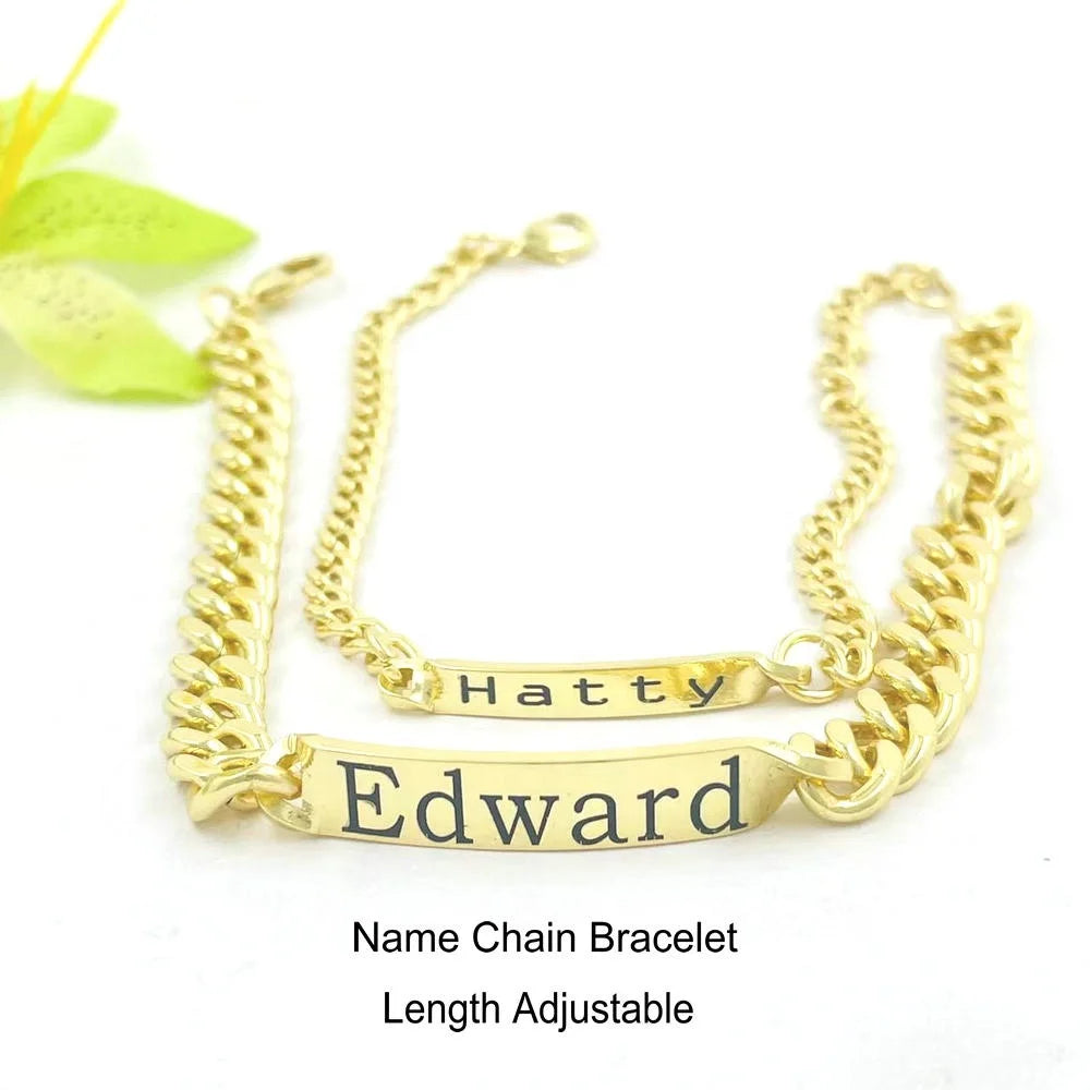 ID Bracelet Adjustable Sizes Engraved Names Couple Friendship Relationship Gift Jewelry Rose Gold Silver Custom 1pc Start Making