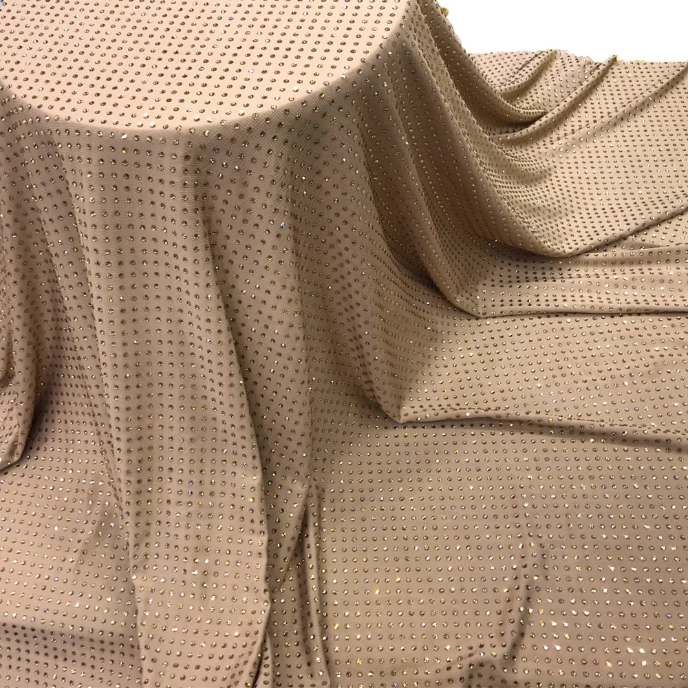 FB003  Elastic Rhinestone Mesh Fabric for Making Dress Stretch Crystal Fabric for Party Dress