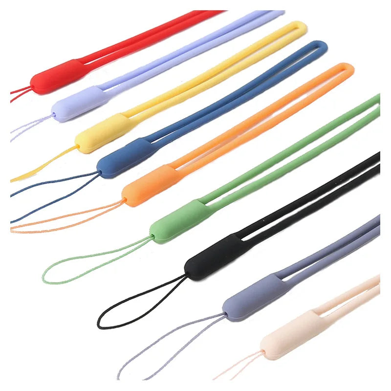 Eco-Friendly Silicone Wrist Lanyards Mobile Phone Holder Short Lanyard Colorful Silicone Rubber Lanyard with Phone Loop