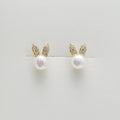 LUCK Classic Rabbit Shaped Lovely Cute Real Freshwater S925 Silver Needle Small Pearl Earrings Stud