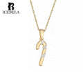 Minimalist 925 Sterling Silver 18k Gold Plated Christmas Fashion Fine Jewelry Pave Zircon Candy Cane Pendant Necklaces for Women