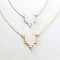 Fashion Cute Elk Pendant Deer Antler Necklace for Women Christmas Jewelry Gift