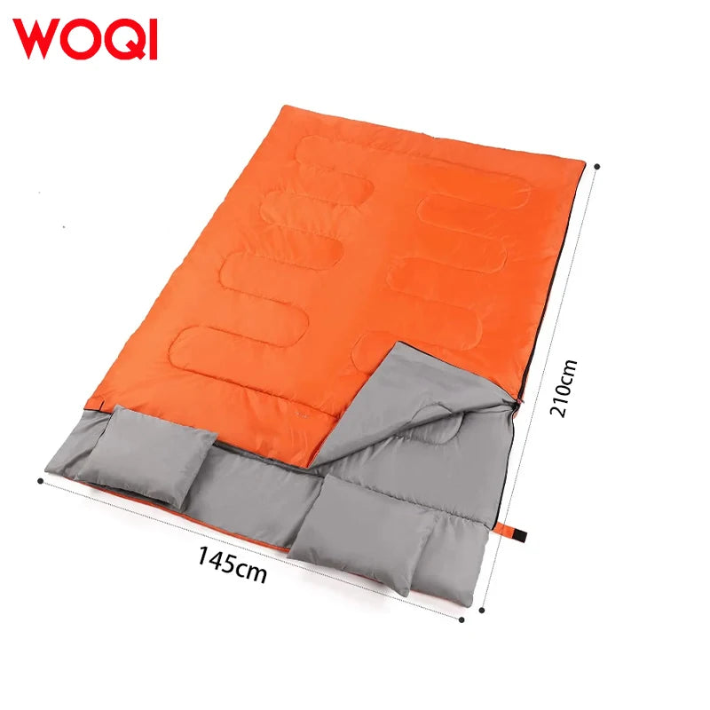 For Woqi Outdoor Camping Double Sleeping Bag for 4 Seasons Winter Temperature Scale Comfortable Without Pillow for Families