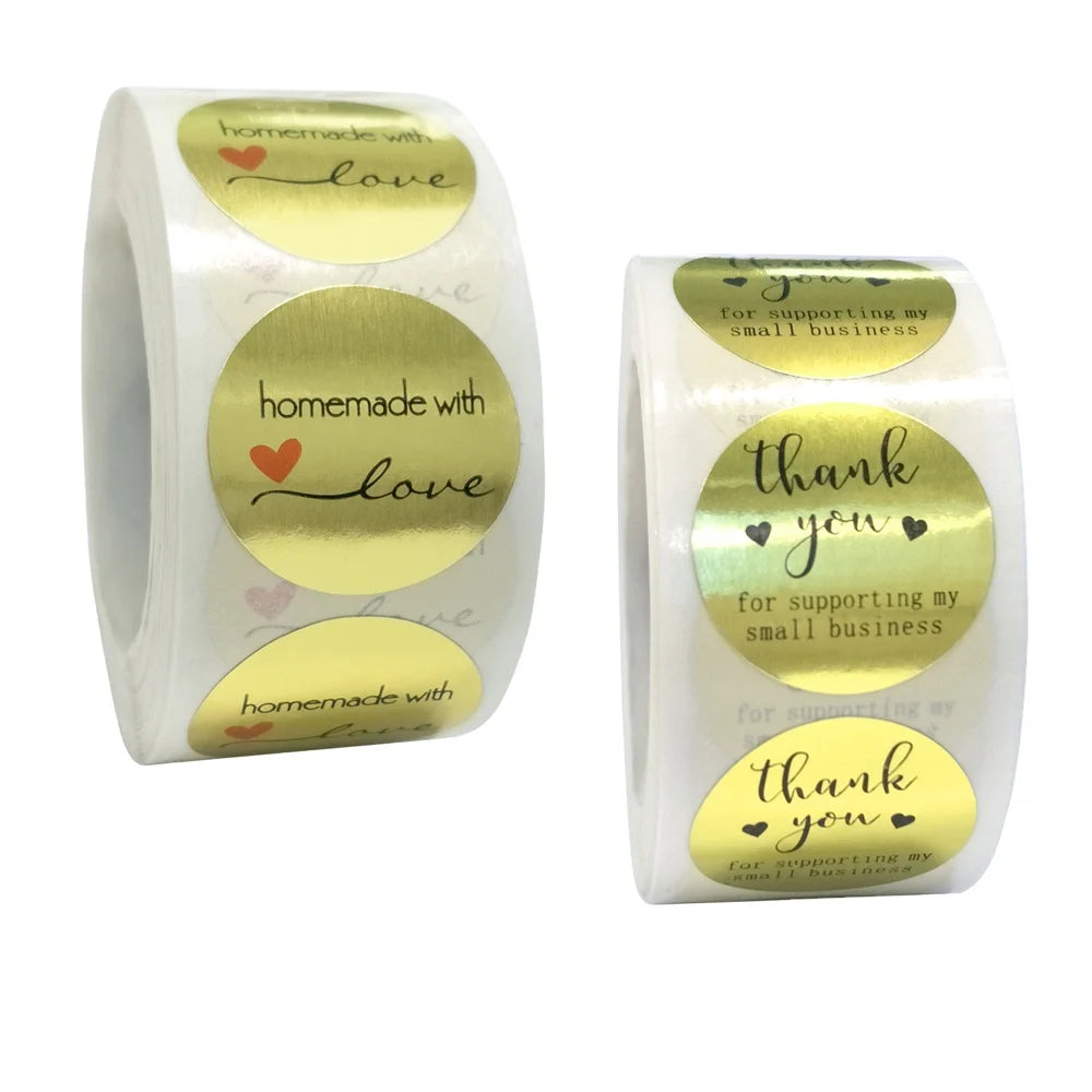 Handmade Eco-friendly Paper Waterproof UV Resistant Adhesive Sticker Roll Customizable 'Thank You Supporting My Small Business'