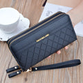 Women's Large Capacity Long Clutch Wallet Chain Decoration Geometric Pattern Card Holder Phone Pocket Polyester Lady Purse