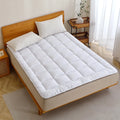 White 1-Piece Thin Mattress Pad with Strap for Home Use Comfortable Bedspread & Coverlet Accessory