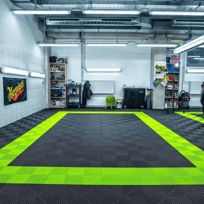 Interlock Modular PVC Vinyl Garage Peel Stick Floor Tiles PP Material Car Wash Shop Garage Tiles Carpets Outdoor Graphic Design