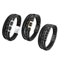 Fatingna Handmade Woven Leather Bracelet for Men Stainless Steel Bangle Clasp Fashionable and Durable for Various Occasions