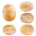 Hot Sale Natural  Yellow Jade Engraving Inspiration Words Healing Lucky Stone Best Gift to Comfort Good Friends
