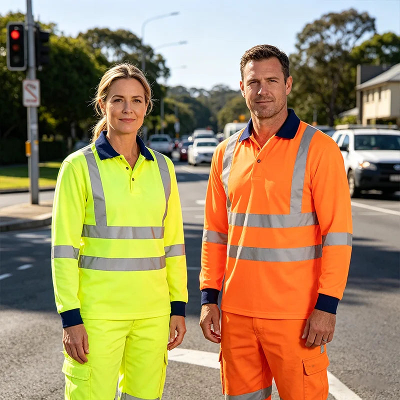 EN20471 Wholesale Hi Vis 100% Polyester Polo T Shirt Mining Construction Worker Clothing Workwear Safety Reflective Work Shirts