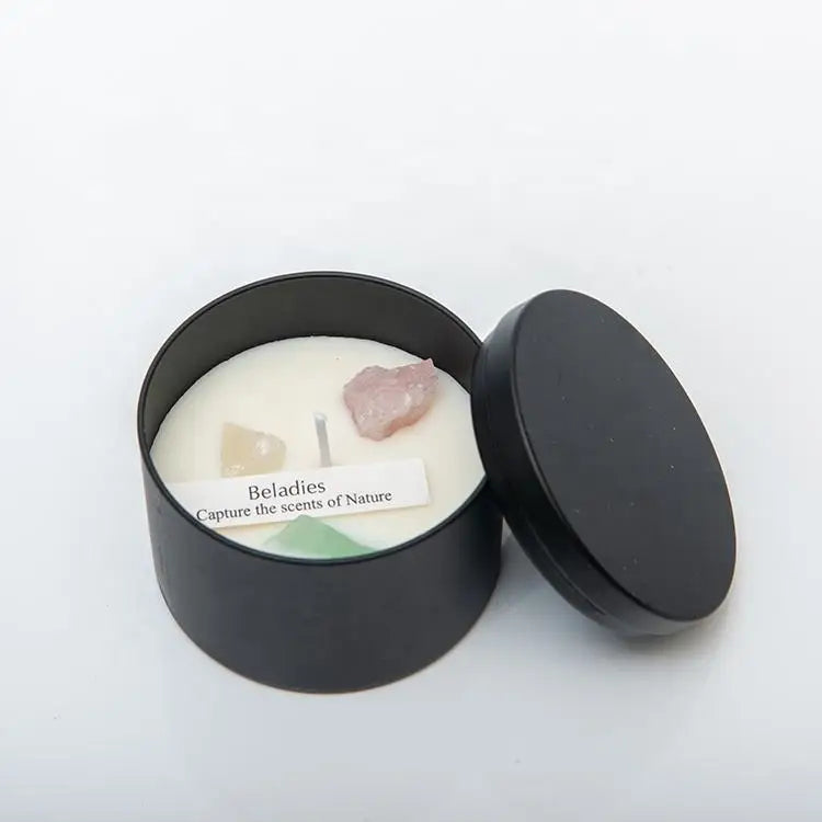 Luxury Private Label Custom Decorative Crystal Tin Dry Flower Scented Candle with logo
