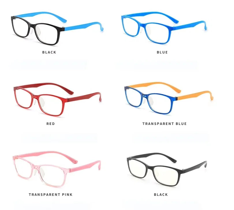 Tr90 Colourful Style Children Optical Ultralight Blue Light Kids Eyeglasses Frame Clear Eyewear for Reading