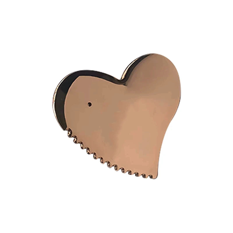 2025 Newest Heart-shaped Metal Roller Gua Sha Board for Face Skin Care 2in1 Small and Convenient to Carry