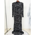 A9746 Factory Direct New Vintage French Elegant Dress Long Sleeve Patchwork Written Pattern Colour Women Maxi Dresses