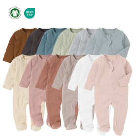 Cotton Knitted Baby Boy Spring Clothes Romper Autumn Footed Infant Sleepsuit Infant Bodysuit Clothing Ribbed Pajamas
