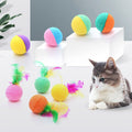 Ball Toy Cat Feather Tease Cat Pet Ball Latex Interactive Cat Chew Ball Toy