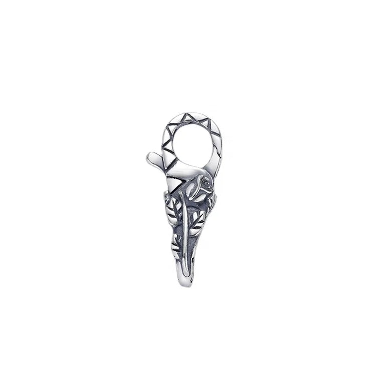 Oxidized 925 Sterling Silver Flower Shaped Double Lock Snap Bracelets Clasp for Leather Jewelry