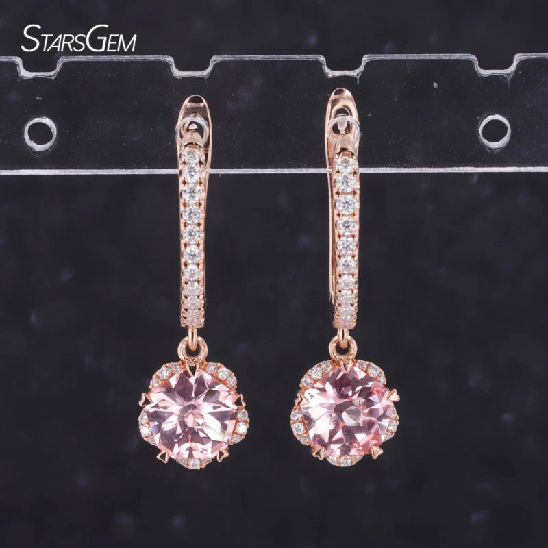 Custom Luxury Women Jewelry 10K 14K Real Rose Gold Dangle Earrings