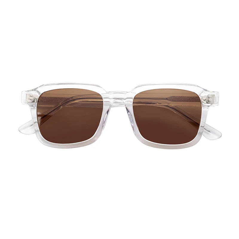 Retro Polarized Transparent Clear Acetate Sunglasses Men Women Brand Designer Sun Glasses UV400 Gafas De Sol