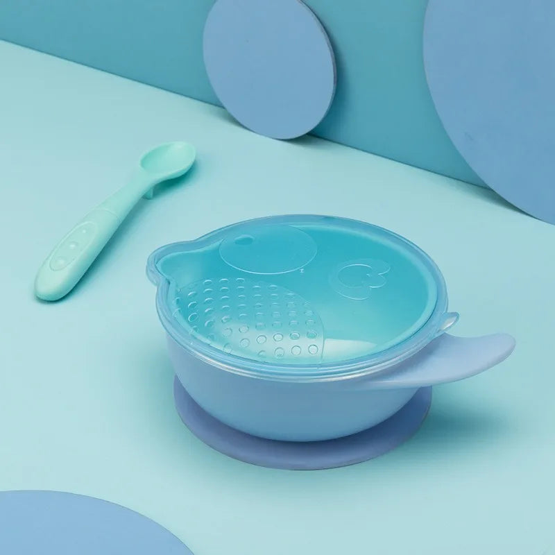 Portable Double-Layer Detachable PP Grinding Bowl with Lid for Baby's Sport-Style Complementary Foods for Children