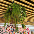 F Garden Backdrop Green Fake Plastic Grass Faux Artificial Fern Leave Garland Roof Wall Hanging Ceiling Greenery Plant for Decor