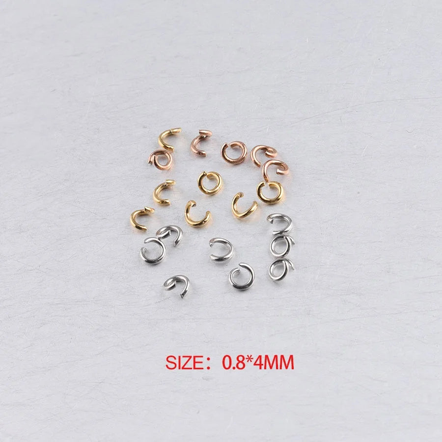100pcs/bag Stainless Steel Open Jump Rings Split Rings Connectors for DIY Jewelry Making Supplies Accessories Wholesale 0.8*4mm