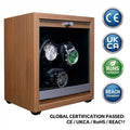 Automatic Quiet Custom Logo Square Outside 3-Slot Watch Shaker Storage Box with Wooden Walnut Grain Watch Winder