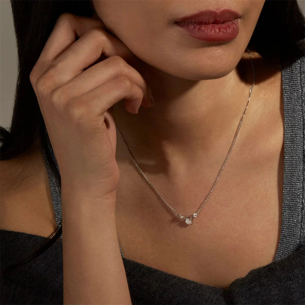 2024 NEW Wholesale Fashion Jewelry 925 Sterling Silver square Round Diamond Cubic Zircon Gold Plated Necklace Jewelry for Women
