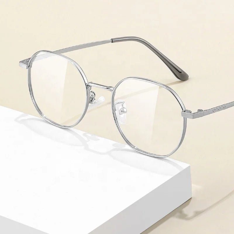 Jiuling Eyewear Polygon Titanium Frame Eye Glasses Resin Nose Pad Glasses Custom logo Adult  Blue Light Blocking Eyeglasses