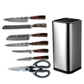 Kitchen Chef Set with Stainless Steel Santoku Utility Cut Cleaver Paring Bread Paring Knives Scissors Wood Handle Cooking Tools