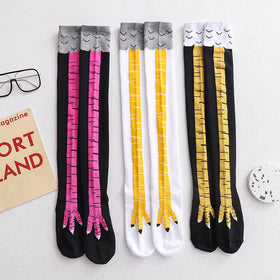 Whale Custom Cosplay Women Cotton Cute School Girls Socks Funny Interesting Animal High Knee Long Chicken Feet Knitting Socks