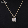 Fine Rings 14k Yellow Gold 1ct DEF VS VVS Radiant Cut Bezel Setting Pendant 45cm Lab Diamond Solitaire Necklace
