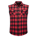 Summer Mens Casual Flannel Plaid Shirt Sleeveless Double Pocket Cowboy Button Down Shirts Men Cotton Vest Checkered Top