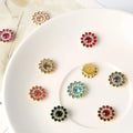 Diy Shoes Accessory Round Sunflower Gemstone Colored Crystal Gold Bottom 14mm Embellish Claw Setting Beaded Sew on CZ Rhinestone