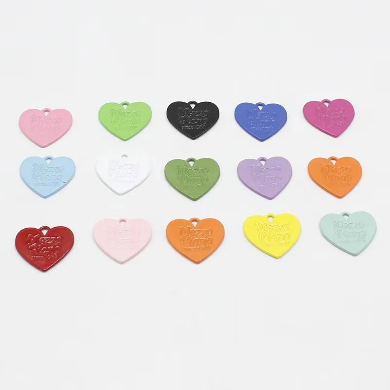 Peach Heart DIY Accessories Color Spray Paint Candy English Love Hanging Alloy Bracelet Necklace Children's Jewelry Making Gifts