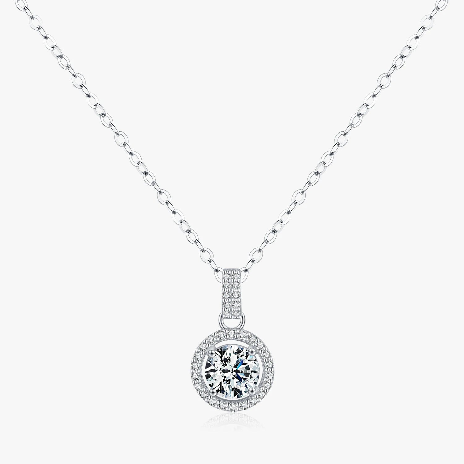 925 Sterling Silver Charming Round 1CT 5A Zirconia Pendant Necklace for Women Classic Wedding Engagement Anniversary Jewelry