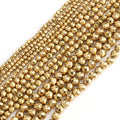 Natural 2/3/4MM Real Gold Plated Faceted Hematite Stone Beads Kuoyu F09495 15 Inches/strand Semi Gemstone for Jewelry