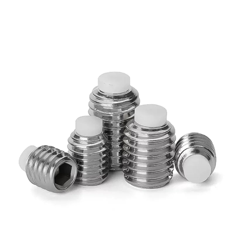 POM Nylon Tip Grub Screws China Manufacturer 304 Stainless Steel A2 M2 M3 X 5mm M6 X 12mm Hex Socket Set Screw