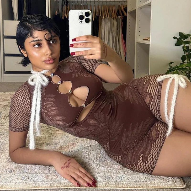 Fashion Female Short Sleeve Slim One Pieces Shorts Romper Women Bodycon Knit Jumpsuit