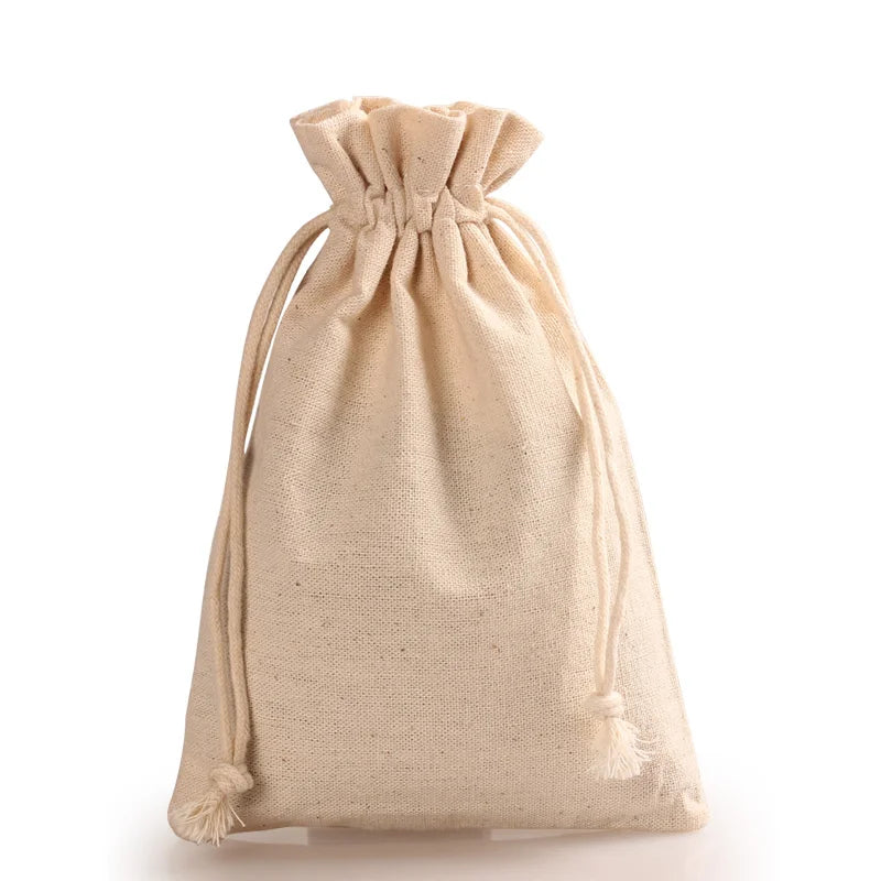 Promotional Customized Muslin Cotton Drawstring Bags Drawstring Cloth Bags Dust-Proof Drawstring Cotton Storage Bags