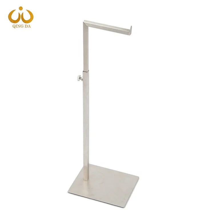 Hot Sale Retail Store Adjustable Height Silver Metal Hand Bags Hanger Handbag Display Rack Purse Stand Holder Display