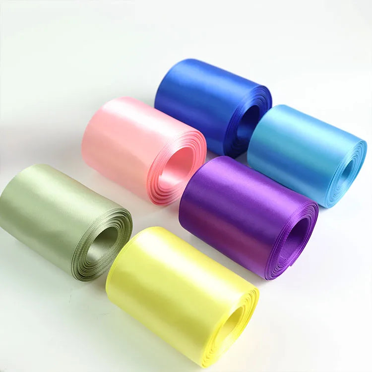 Wholesale Custom 196 Colors 63mm 75mm Wide Single Double Face pink Roll Polyester Satin Ribbon 3 Inch Gift Ribbon Roll