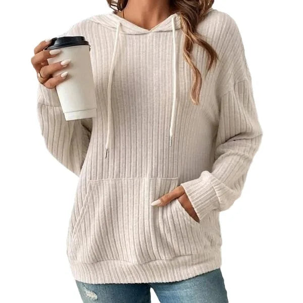 2023 Casual Woman Pullover Hoodie Printed Knitted Sweatshirts with Kangaroo Pocket Drawstring Autumn Style