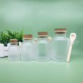100ml 200ml 300ml 500ml Empty Cosmetic Packaging Round Body Scrub ABS Plastic Salt Bottle With Cork Wooden Spoon